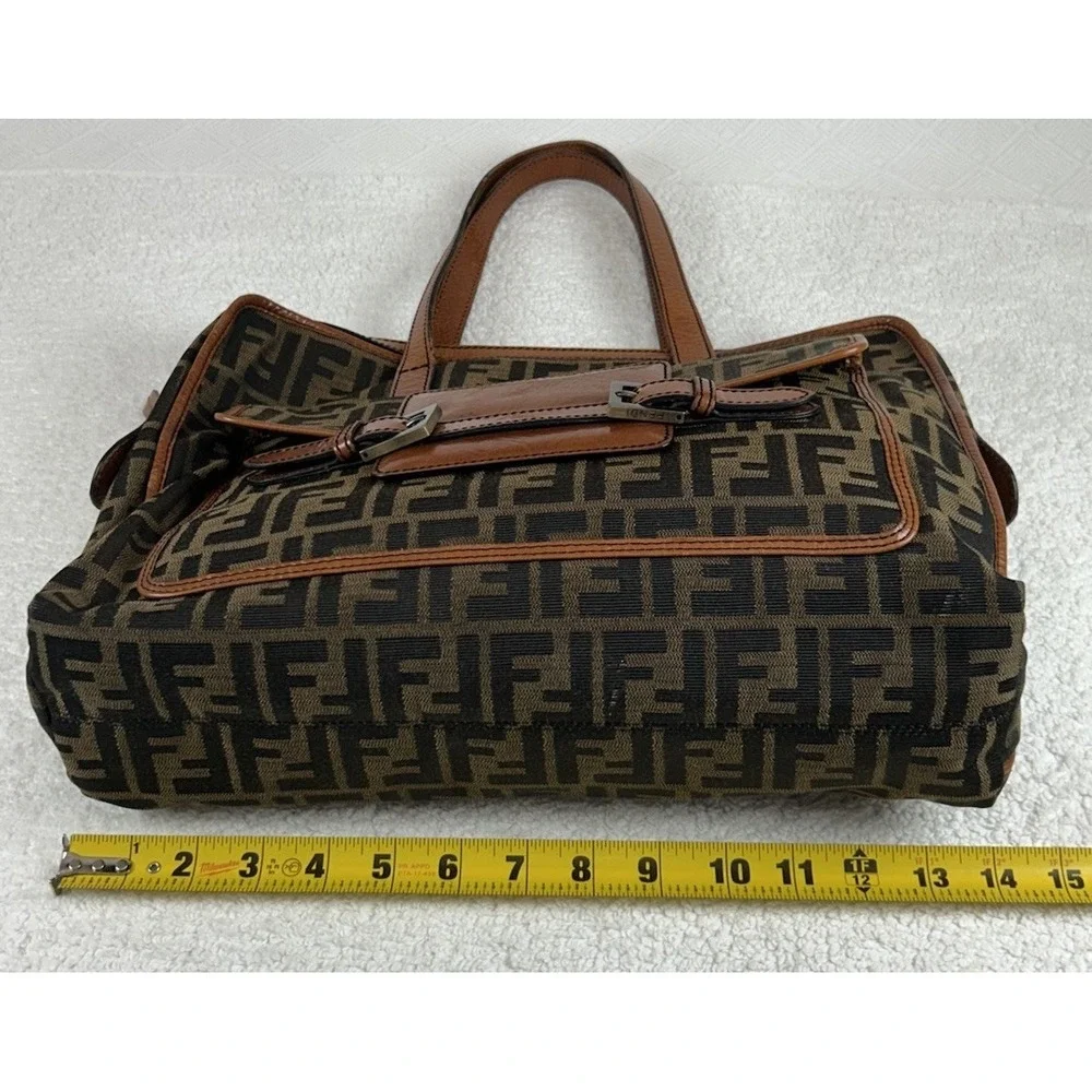Fendi Brown/Tobacco Zucca Canvas Pocket Laptop Bag **EUC**